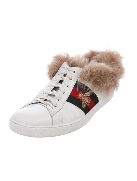 gucci sneakers red back|gucci fur sneakers women's.